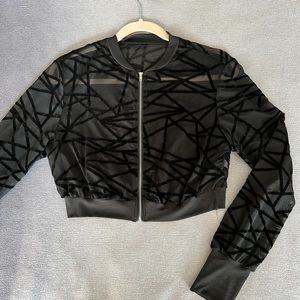 Sheer Geometric Cropped Jacket